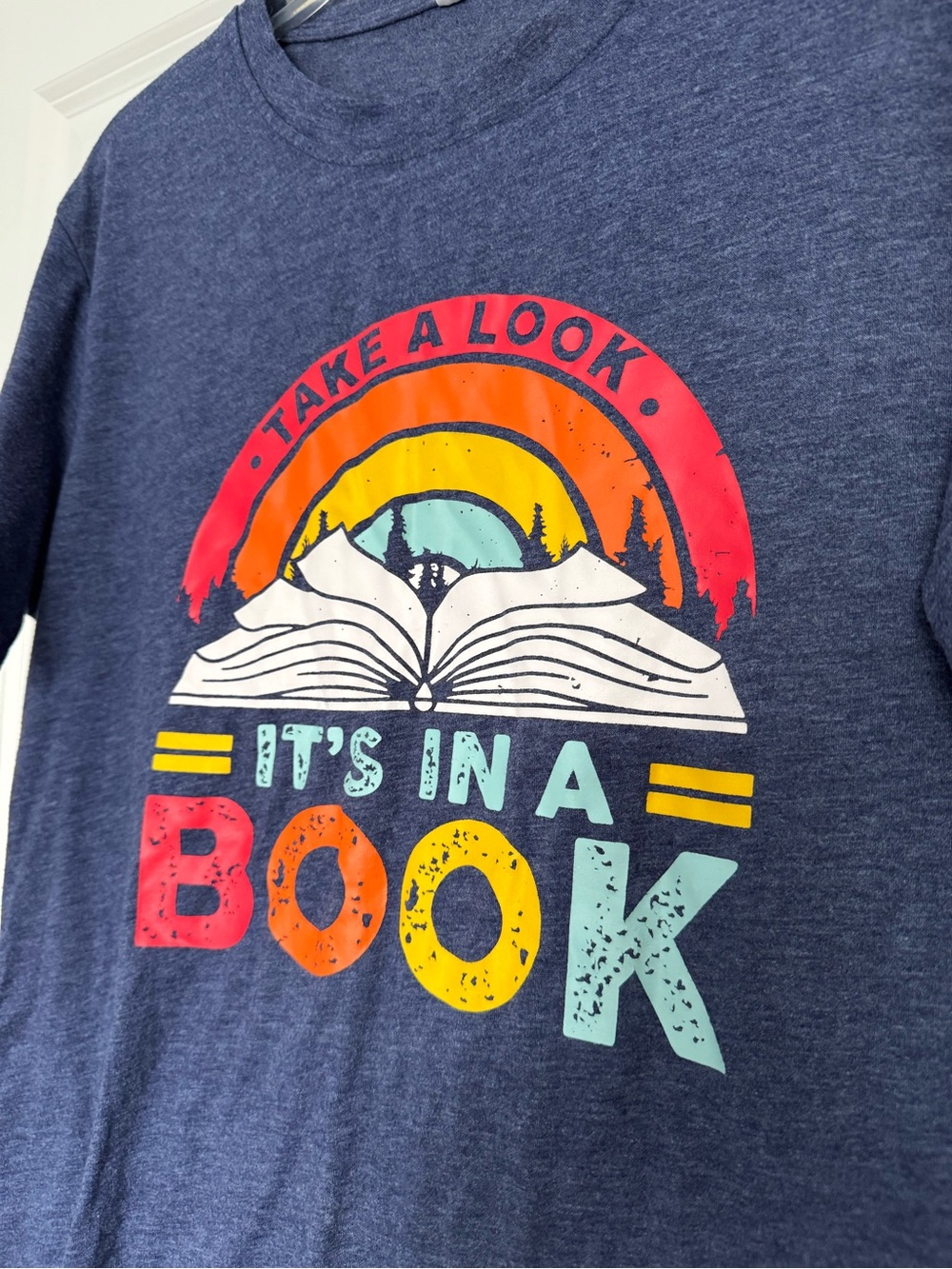 Women’s Navy Graphic Tee - "Take a Look It's In a Book"
